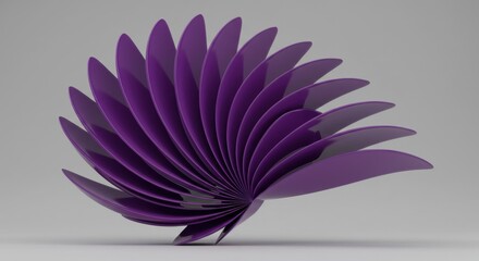 Poster - A purple abstract floral arrangement with layered petals on a gray surface in a studio shot