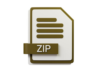 Fototapete - 3d file folder document ZIP icon. minimal word ZIP sheet presentation document icon. document form. business work company icon concept. archive presentation file type concept. ZIP format. 3d render.