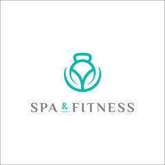Poster - Spa & Fitness - round dumbbell & leaf 2