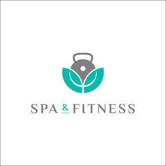 Poster - Spa & Fitness - round dumbbell & leaf