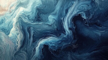 Poster - Deep shades of blue blend seamlessly, mimicking ocean waves in motion. This artwork captures a fluid dynamic beauty, evoking a sense of calm and mystery