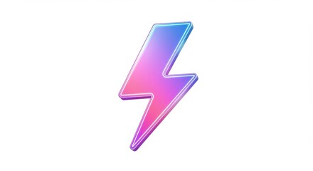 Poster - A gradient lightning bolt symbol with blue and pink colors on a white isolated background image