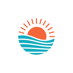 Poster - Sunset landscape logo on the sea