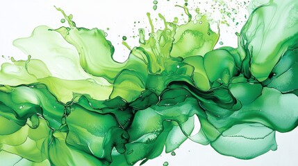 Poster - Vibrant shades of green flow together in an abstract design, showcasing mixed textures and movement. The interplay of light and dark greens creates a lively atmosphere
