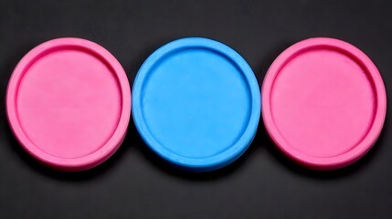 Poster - Colorful mockup design of circular elements on black background flat view product insight
