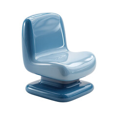 Poster - Glossy blue swivel chair with curved back and square base floating against a transparent background.