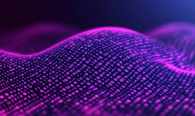Abstract digital data wave, glowing purple, tech background, website header