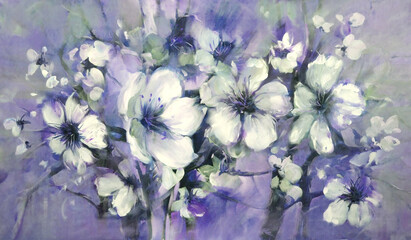 lilac flowers on a blue background