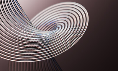 Poster - Elegant Metallic Spiral Curves with Sleek Reflective Striped Pattern