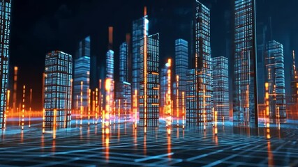 Aufkleber - Digital Metropolis: A Futuristic Cityscape of Light and Data