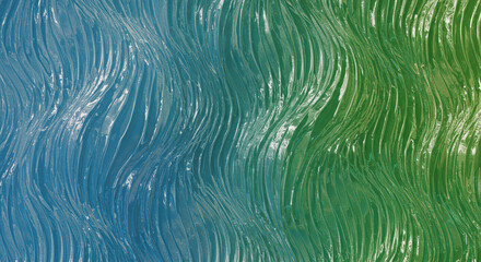 Poster - Abstract Teal Green Wave Pattern Texture Background Smooth Shiny Flowing Design