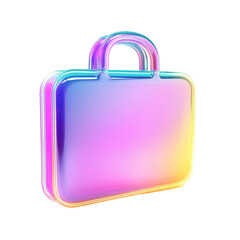 Poster - Glossy business briefcase illustration with holographic colors and transparent background. Conceptual design suitable for business and finance themes.