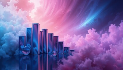 Poster - Dynamic data visualization event abstract background digital art cloudy environment colorful perspective trend analysis for business insights