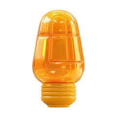 Poster - Isolated orange glass bulb in a transparent background is illuminated with a glossy appearance. It's a simple yet striking studio shot with clean lines
