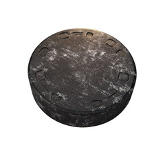 Poster - Isolated dark object with textured surface and scattered white particles against black background
