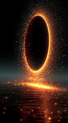 Poster - Glowing blue and orange light particles swirl into a dynamic ring trail, symbolizing balance, duality, energy flow, and futuristic technology in motion within a cosmic abstract space.


