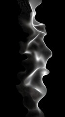 Poster - abstract digital wave of particles flows across a dark background, symbolizing futuristic technology