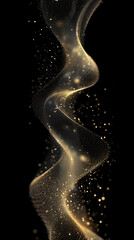 Poster - abstract digital wave of particles flows across a dark background, symbolizing futuristic technology
