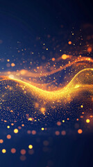 Poster - Abstract digital wave of particles flows across a dark background, symbolizing futuristic technology, data movement, AI intelligence, and the interconnected fabric of modern communication systems.

