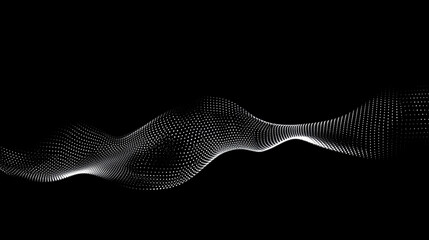 Poster - Abstract digital wave of particles flows across a dark background, symbolizing futuristic technology, data movement, AI intelligence, and the interconnected fabric of modern communication systems.

