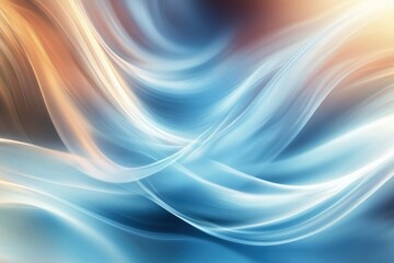 Poster - Swirling waves of blue and gold light create a serene abstract pattern in a digital artwork