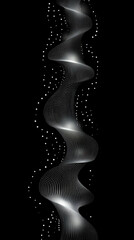 Poster - Abstract digital wave of particles flows across a dark background, symbolizing futuristic technology, data movement, AI intelligence, and the interconnected fabric of modern communication systems.


