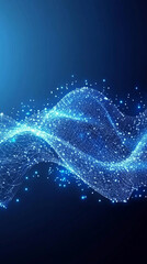 Leinwandbilder - Abstract digital wave of particles flows across a dark background, symbolizing futuristic technology, data movement, AI intelligence, and the interconnected fabric of modern communication systems.

