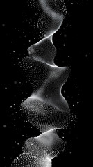 Leinwandbilder - Abstract digital wave of particles flows across a dark background, symbolizing futuristic technology, data movement, AI intelligence, and the interconnected fabric of modern communication systems.

