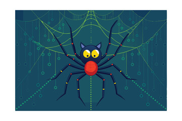animated spider weaving digital webs