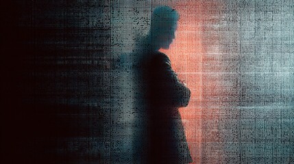 Poster - Executive Silhouette Against Encrypted Data Layers in Cybersecurity Scene