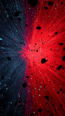 Poster - abstract red, pink, and blue energy burst fills the entire background, symbolizing speed, motion, an