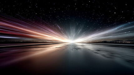 Poster - abstract red, pink, and blue energy burst fills the entire background, symbolizing speed, motion, an