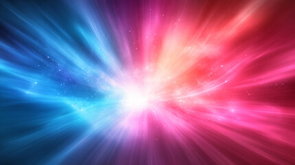 Poster - abstract red, pink, and blue energy burst fills the entire background, symbolizing speed, motion, an