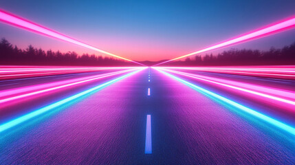 Poster - abstract red, pink, and blue energy burst fills the entire background, symbolizing speed, motion, an