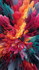 Poster - abstract red, pink, and blue energy burst fills the entire background, symbolizing speed, motion, an