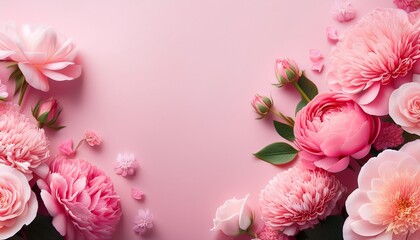 beautiful spring background for a banner postcards with flowers roses peonies pink floral background