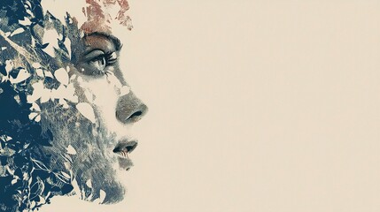 Poster - Digital Illustration Blending Human Portrait with Nature Elements