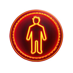 Poster - glowing generic figure symbol within a circular design on a dark background. the central human outli