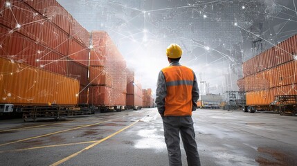 Poster - Logistics Manager Overseeing Shipping Containers in Supply Chain Operations