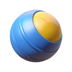 Poster - Blue and yellow rounded shape isolated on transparent background modern abstract illustration 3d rendering creative concept