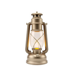Poster - Antique Oil Lantern Image, A Classic Lighting Device. 3d Render, An Illuminated Vintage Object. Isolated View Of A Metal Lamp, A Traditional Portable Light Source. On A Clean White Backdrop.