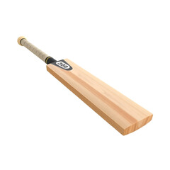 Aufkleber - Cricket Bat Detailed 3d Render On White. Smooth Wooden Sports Equipment. Professional Grade Bat For Batting Sports. Isolated Object Perfect For Designers. Bat Closeup, Great For Sporting Ads.