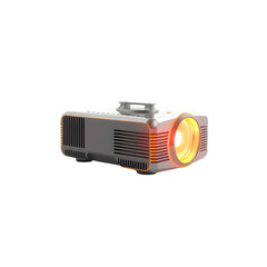 Poster - Futuristic Hologram Projector Display, Emerging Tech Concept With Advanced Projection, Clear Image. Plain White Backdrop For Innovation. Modern Technology Meets Simple Design.