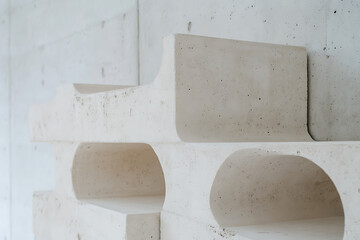 Aufkleber - Architectural concrete wall with repeating pattern. Clean lines and simple shapes create a modern, minimalist design. Subtle texture on the concrete surface.