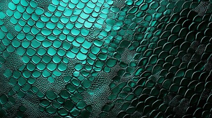 Wall Mural - close-up of a green wallpaper with fish scale patterns and water droplets on its surface