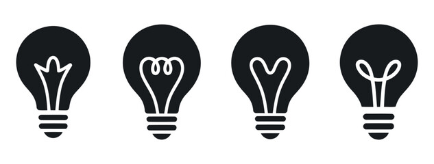Fototapete - Light Bulb Icon Set Representing Ideas And Innovation In Vector Illustration On White Background For Creative Projects