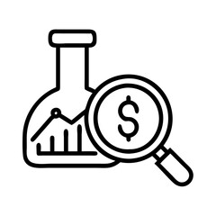 Poster - Investment analysis and financial research icon with magnifying glass and graph design