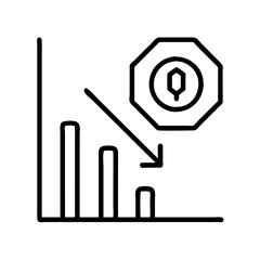 Poster - Understanding declining sales graph with stop sign icon for business performance analysis and strategy