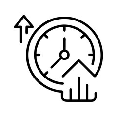 Poster - Time management productivity increase efficiency boost arrow clock icon vector graphic design