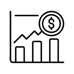Poster - Financial growth chart with dollar coin icon showing investment and market analysis trend line report